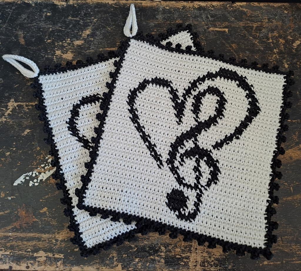 Pannenlappen muzieknoot keuken moederdag, Huis en Inrichting, Keuken | Textiel, Ophalen of Verzenden, Nieuw, Wit, Overige typen