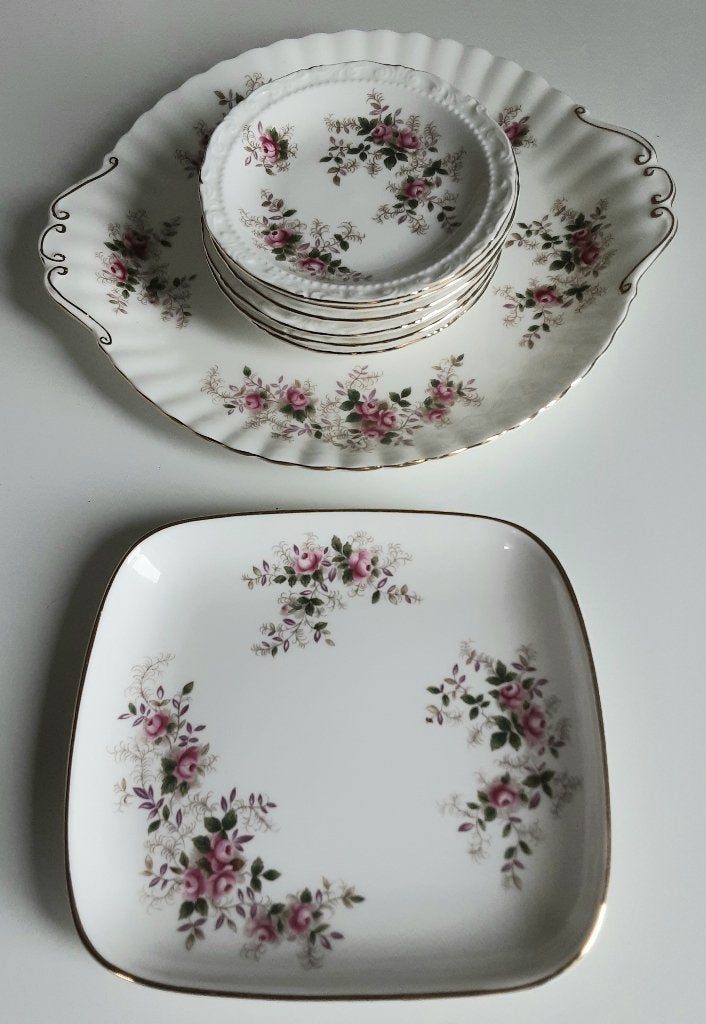 Royal Albert servies 6 bordjes, 2 schalen (Lavender Rose), Ophalen