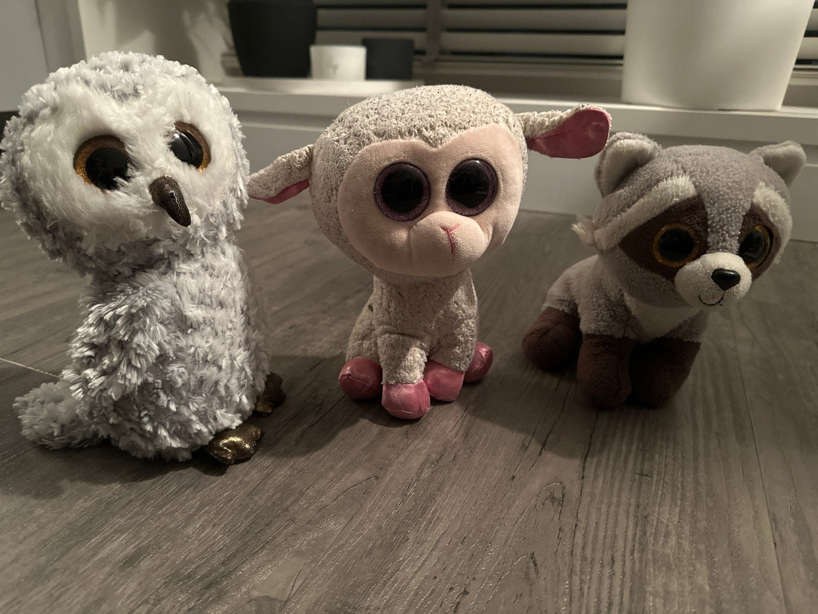 Ty Beanie Boo's Uil, Schaap en Wasbeer - Zo goed als nieuw, Kinderen en Baby's, Overige typen, Ophalen of Verzenden, Meerkleurig