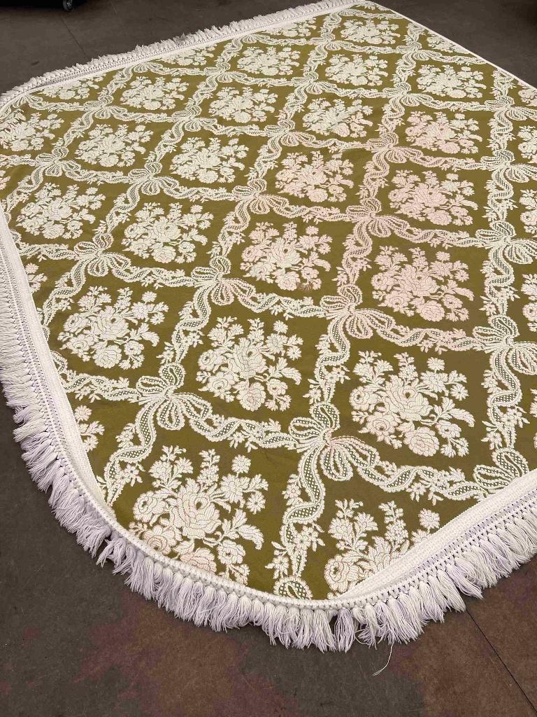 Grote vintage sprei groen wit 270/230 cm, Huis en Inrichting, Slaapkamer | Beddengoed, Gebruikt, Overige maten, Etten-Leur, Overige typen