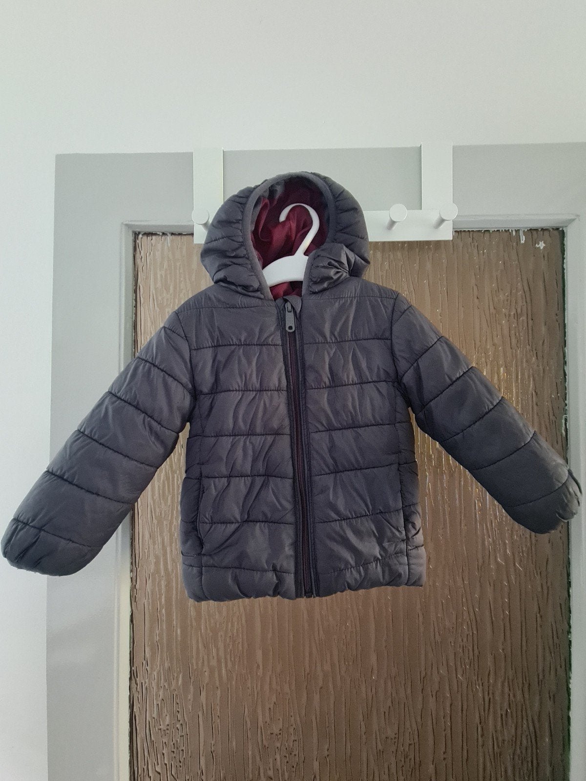 Warme gewatteerde winterjas maat 86 grijze baby / peuter jas, Zeeman, Jongetje of Meisje, Ophalen of Verzenden, Zo goed als nieuw
