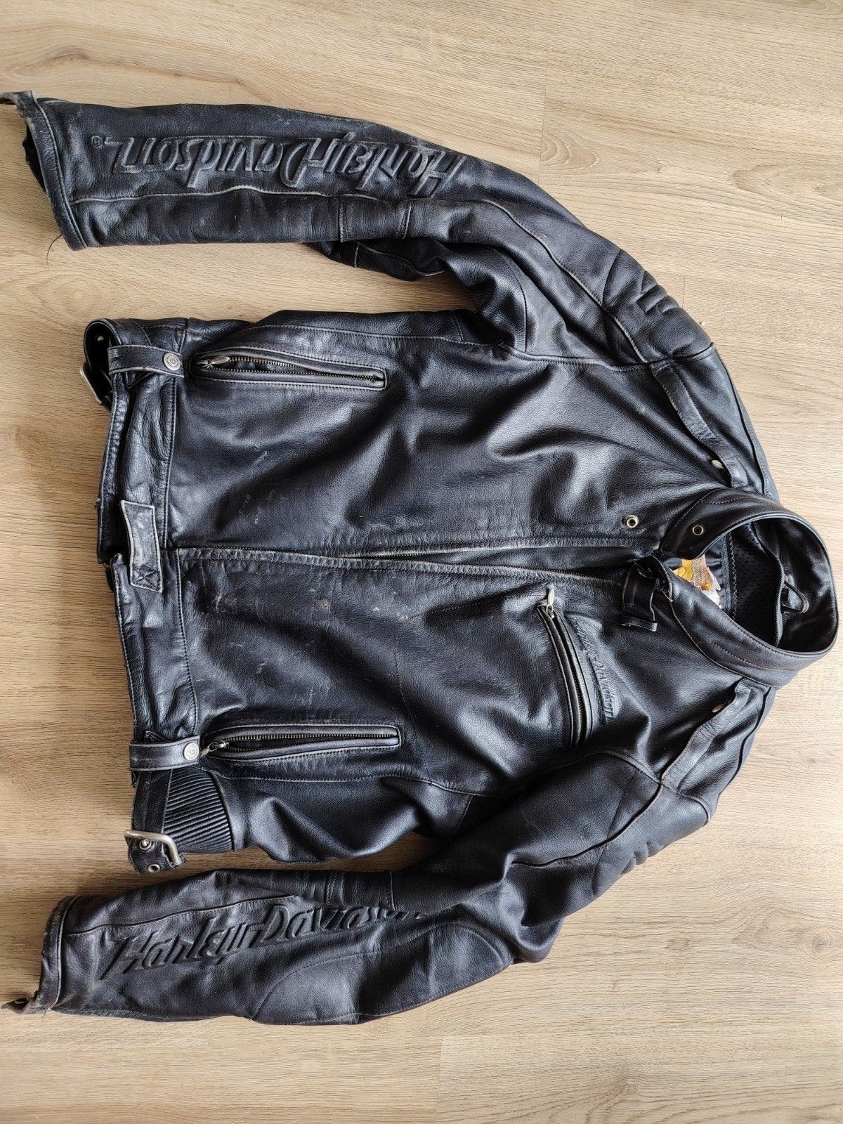 Originele Vintage Harley-Davidson Leren Motorjas – Maat L, Motoren, Harley-Davidson, Heren, Jas | leer, Ophalen of Verzenden