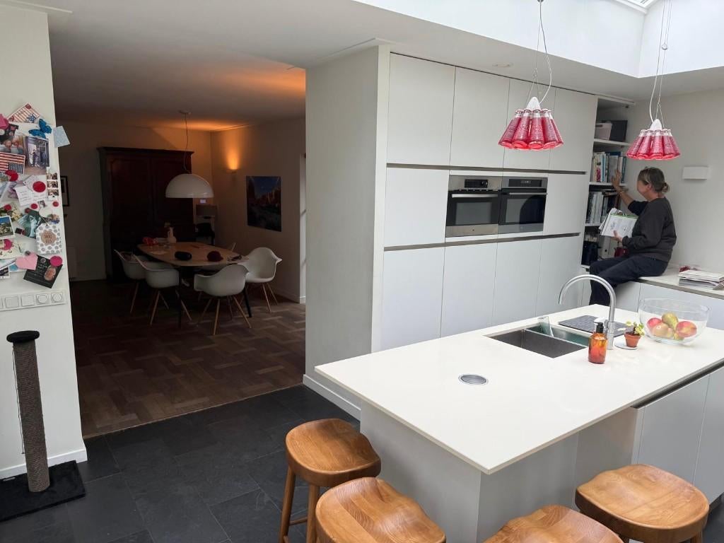 Moderne mat witte eilandkeuken+luxe apparatuur GEDEMONTEERD, Wit, Overige typen, Ophalen of Verzenden, Zo goed als nieuw
