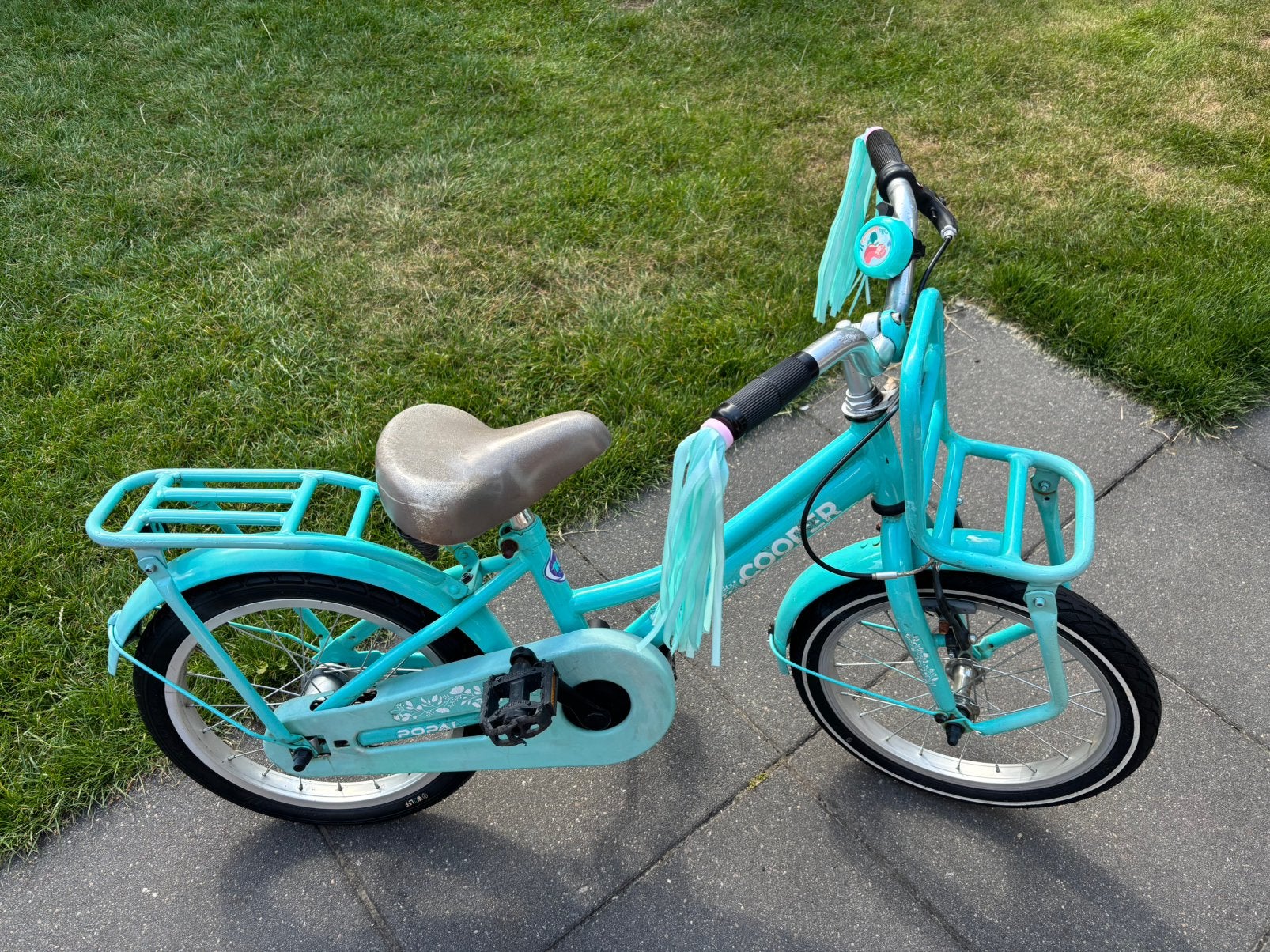 16 inch Popal Cooper meisjes fiets met stuurslierten, Fietsen en Brommers, Fietsen | Meisjes, Ophalen, Gebruikt, 16 inch