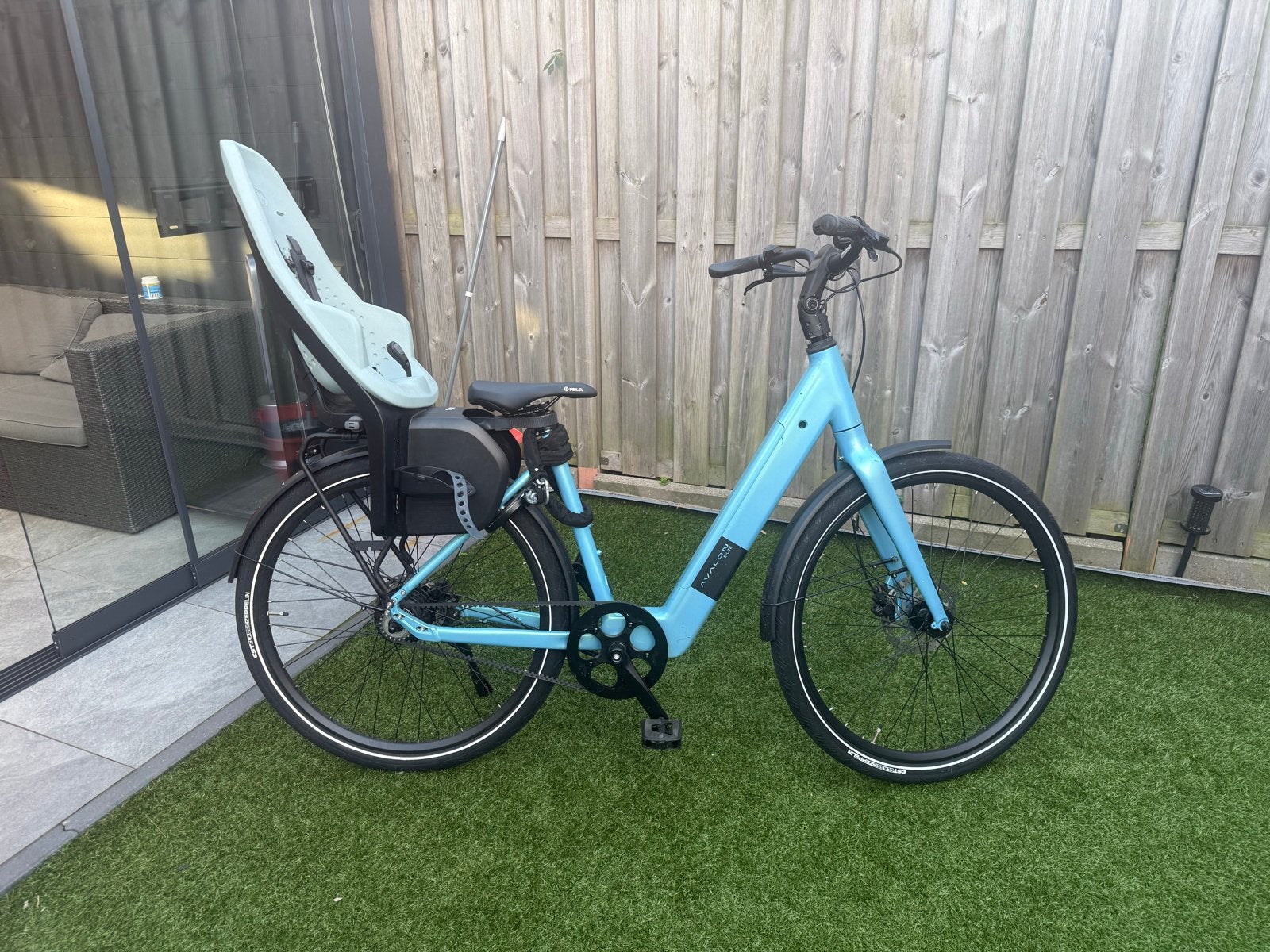 Avalon elektrische fiets met kinderzitje, Gebruikt, 51 tot 55 cm, 50 km per accu of meer, Ophalen