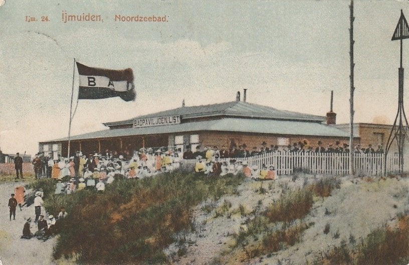 IJmuiden badpaviljoen list  Noordzeebad 1907, Ophalen of Verzenden, Voor 1920, Gelopen, Noord-Holland