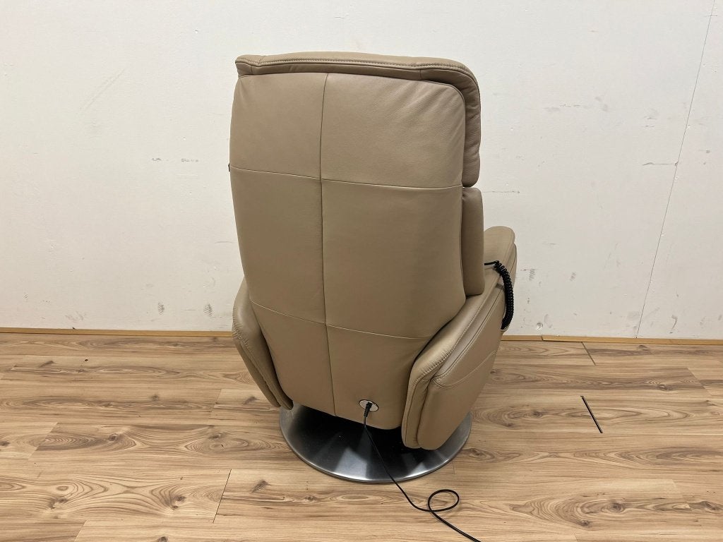 Hukla sta op stoel beige leer op draaivoet, Ophalen of Verzenden, Zo goed als nieuw