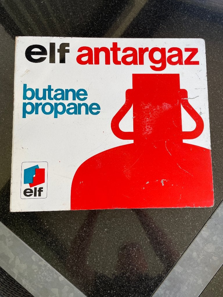 Metalen reclame bord elf Antargaz dubbelzijdig, Ophalen of Verzenden, Zo goed als nieuw, Reclamebord