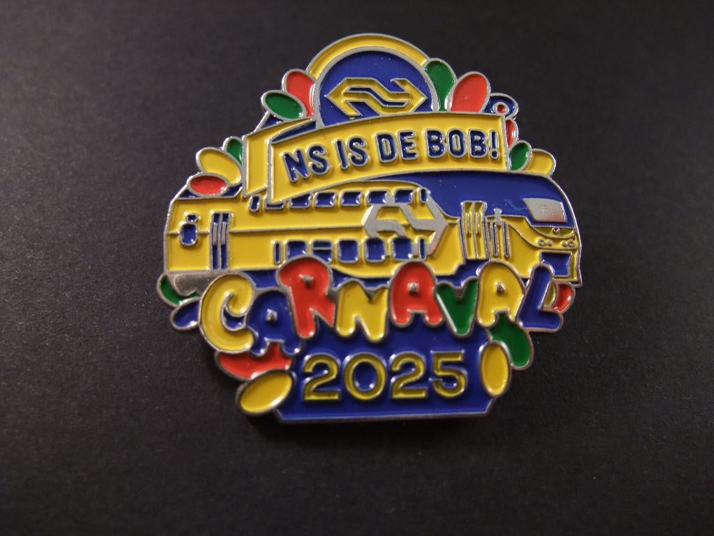 NS ( Nederlandse Spoorwegen) carnaval, NS is de BOB 2025,pin, Verzamelen, Speldjes, Pins en Buttons, Ophalen of Verzenden, Gebruikt