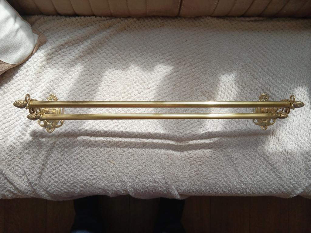 Italiaanse Messing Handdoekrek - Vintage Design, Huis en Inrichting, Ophalen of Verzenden, Zo goed als nieuw, Geel, Handdoekenrek