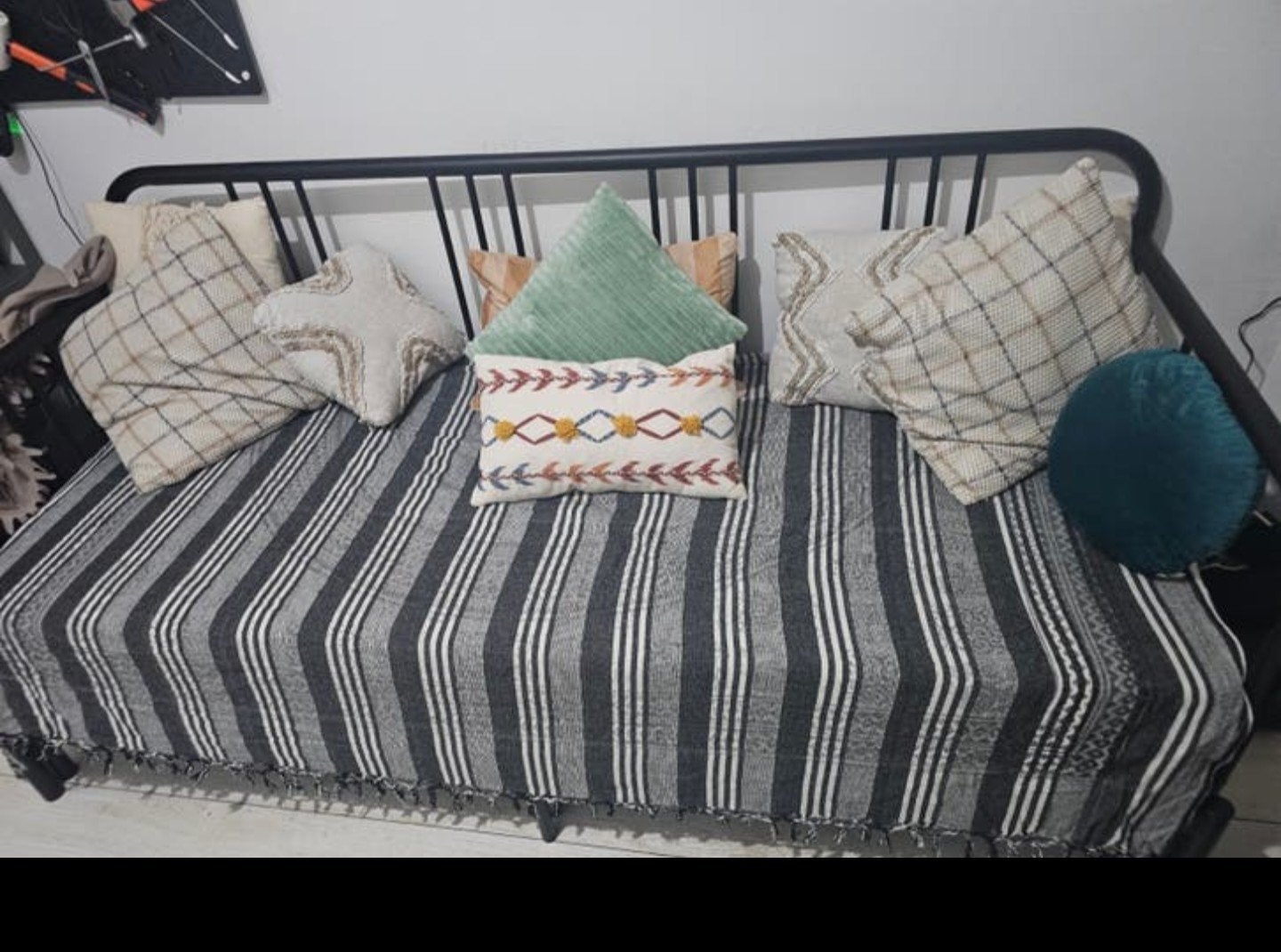 IKEA Fyresdal bedbank met 2 matrassen, Ophalen, Verstelbaar, Zwart, Tweepersoons