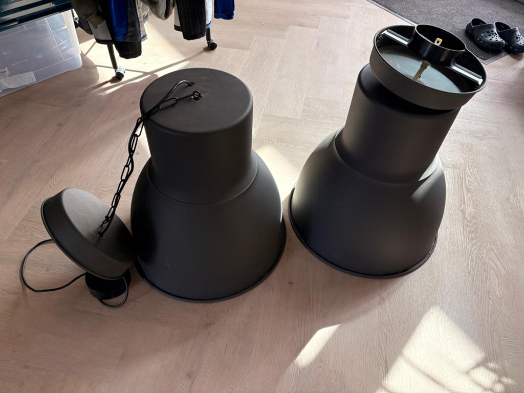 IKEA Hektar hanglampen (2 stuks) - Donkergrijs, Ophalen, Gebruikt, Metaal, Minder dan 50 cm