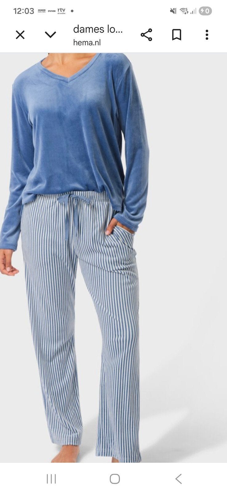 Hema velours huispak - Zo goed als nieuw, Blauw, Maat 42/44 (L), Ophalen of Verzenden, Zo goed als nieuw