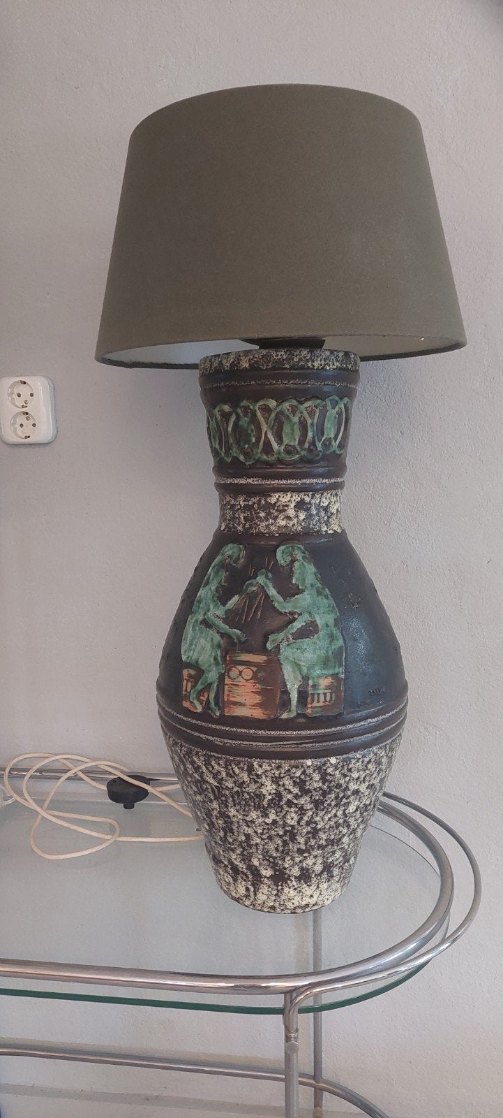 mooie grote aardewerken kruiklamp, Ophalen, Zo goed als nieuw, Minder dan 100 cm