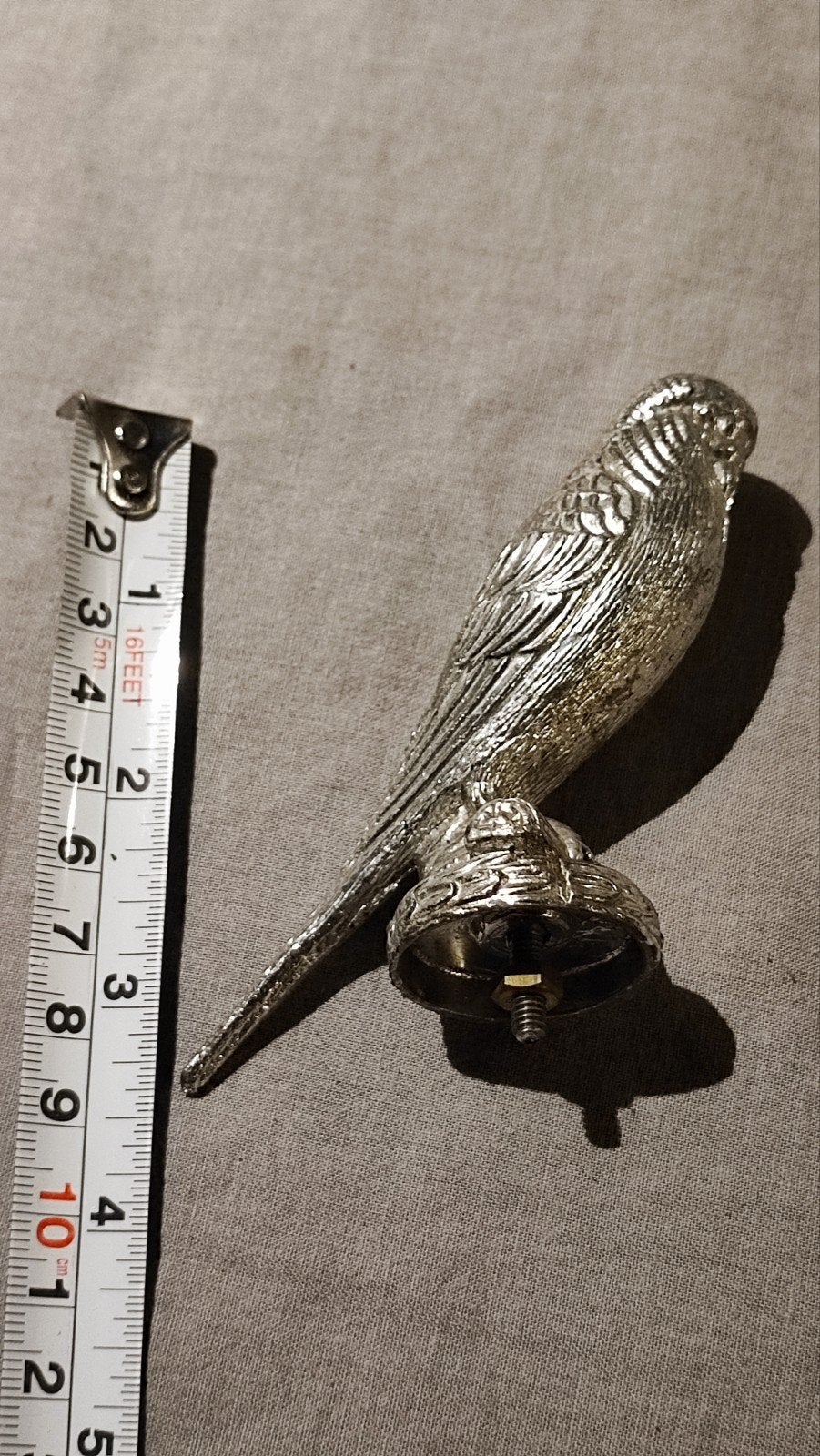 Vintage zilverkleurige parkiet deurbel/deurknop, Ophalen of Verzenden