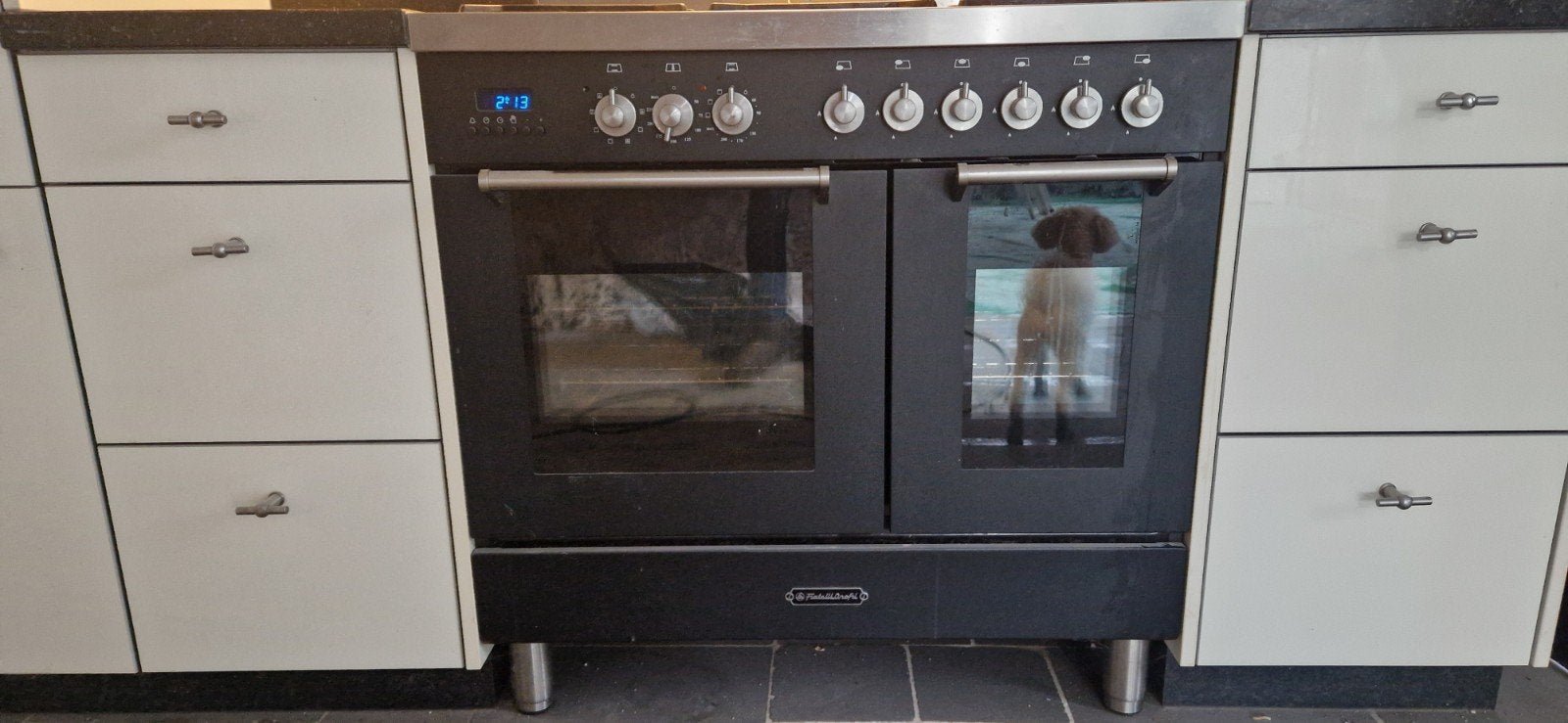 Gasfornuis met 2 elektrische ovens, Ophalen, Gebruikt, Wit