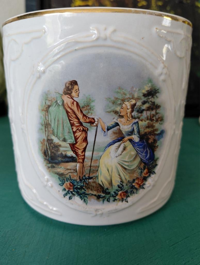 Bloempot vintage Frankton tegelen, Gebruikt, Rond, Ophalen of Verzenden, Aardewerk