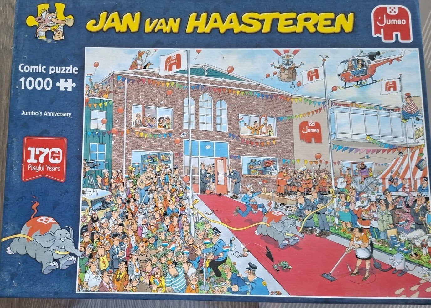 Jan van Haasteren puzzel 'Jumbo's Anniversary' aangeboden, Ophalen of Verzenden, 500 t/m 1500 stukjes, Zo goed als nieuw, Legpuzzel
