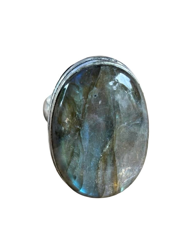 Labradoriet Edelsteenring Handgemaakt - Maat 17, Sieraden, Tassen en Uiterlijk, Edelstenen, Ophalen of Verzenden, Nieuw