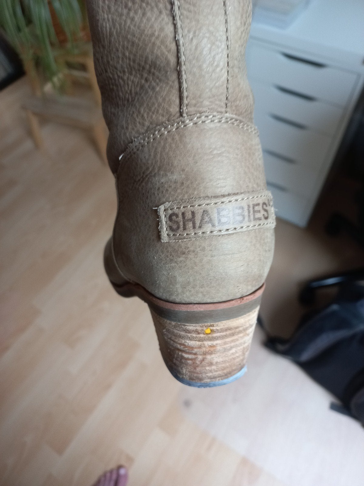 Te koop zgan Shabies Amsterdam hoge lederen laarzen maat 41, Ophalen, Zo goed als nieuw, Beige, Hoge laarzen