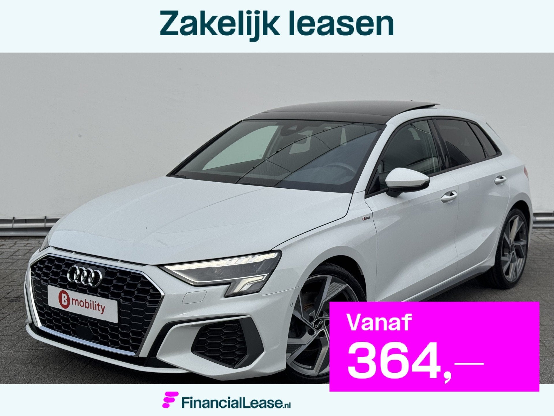 Audi A3 Sportback 35 TFSI 150Pk! Edition One S-Line Panorama, 4 cilinders, 150 pk, Leder en Stof, Wit