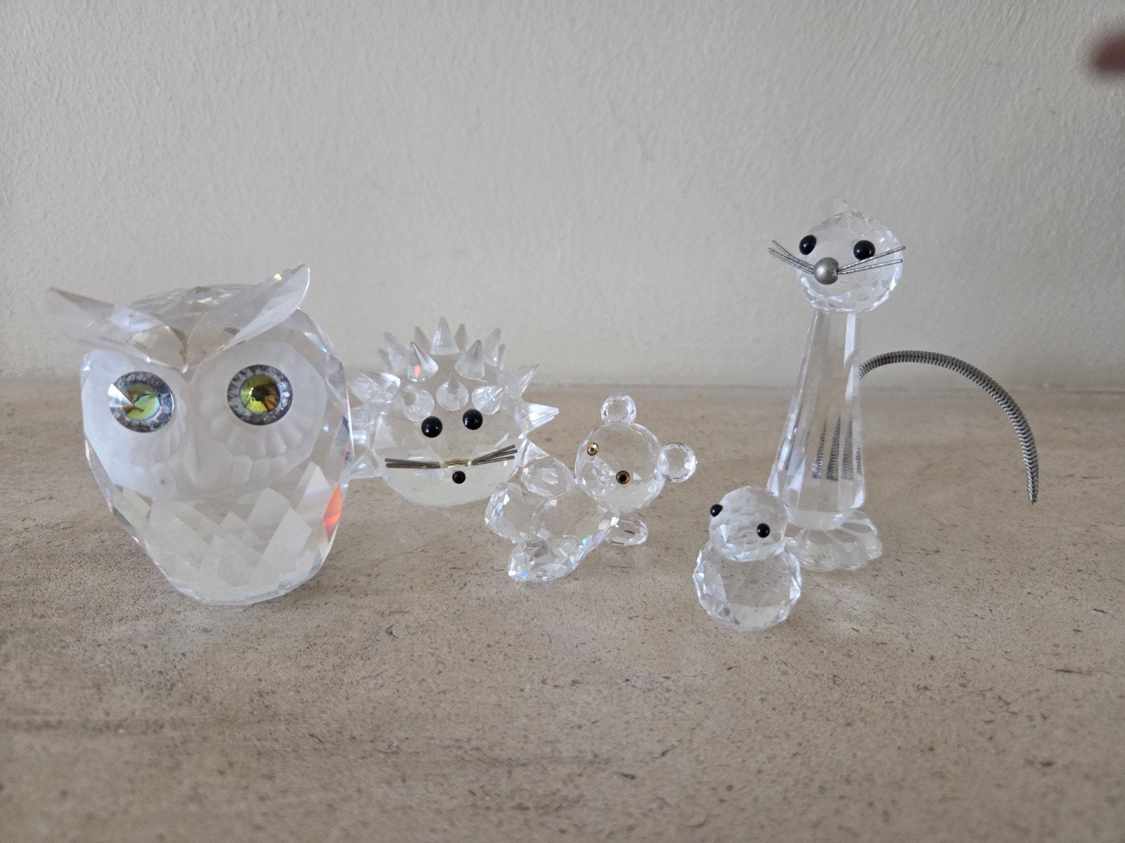 Swarovski kristallen beeldjes: Uil, Egel, Beer, Kat, Eend, Verzamelen, Ophalen of Verzenden, Zo goed als nieuw, Figuurtje