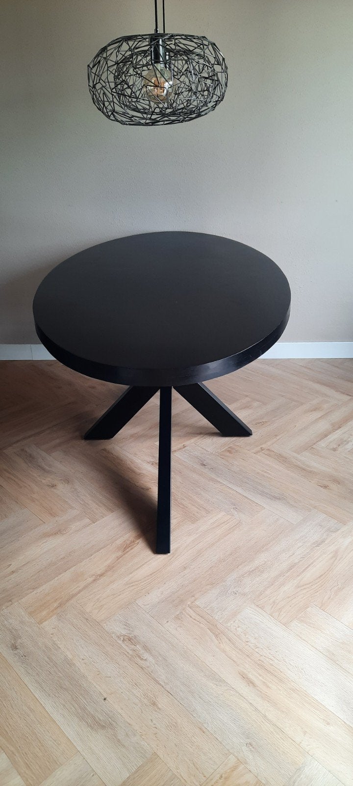 Ronde eettafel zwart - 1.80 x 0.90 m, Huis en Inrichting, Tafels | Eettafels, Ophalen, Rond, 50 tot 100 cm, Zo goed als nieuw