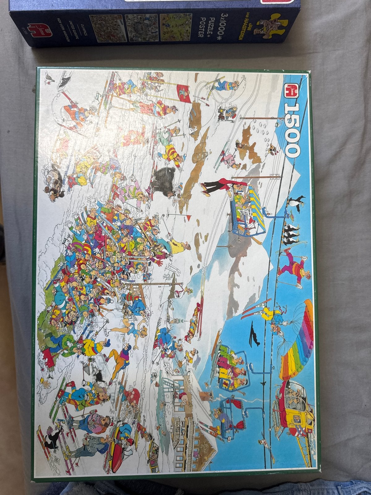 Jan van Haasteren Puzzel 1500 stukjes - Skiën, Een of twee spelers, Ophalen of Verzenden, Gebruikt