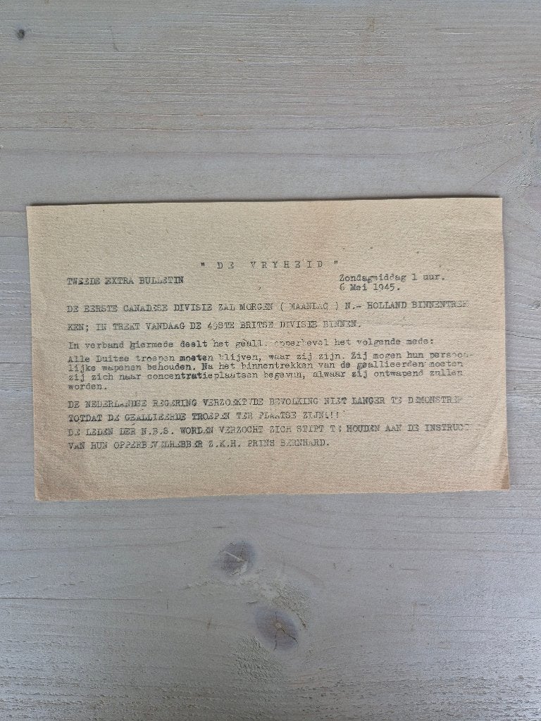 Wo2 Illegale pers verzetskrant De Vrijheid, 6 mei 1945, Verzamelen, Ophalen of Verzenden, Nederland, Overige typen