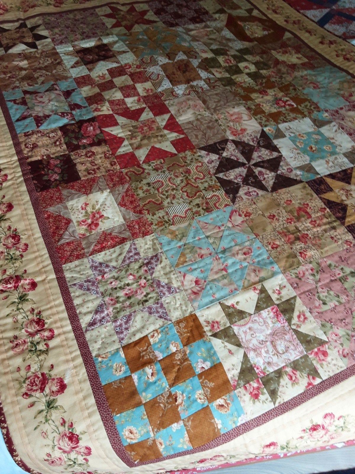 Quilt rozen handgemaakt 132 x 172 cm, Huis en Inrichting, Ophalen of Verzenden, Nieuw, Rechthoekig