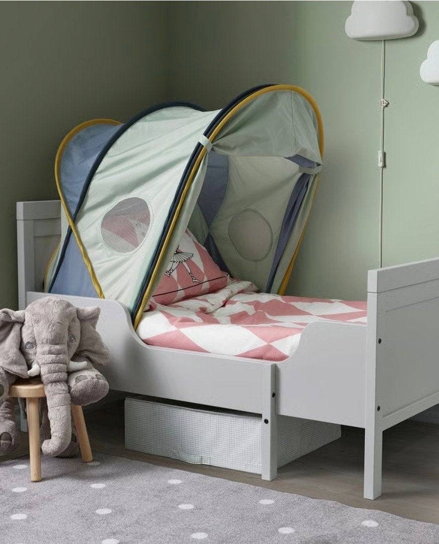 IKEA ELDFLUGA Bedtent - Blauw/Groen, Ophalen, Overige typen, Zo goed als nieuw, Meerkleurig