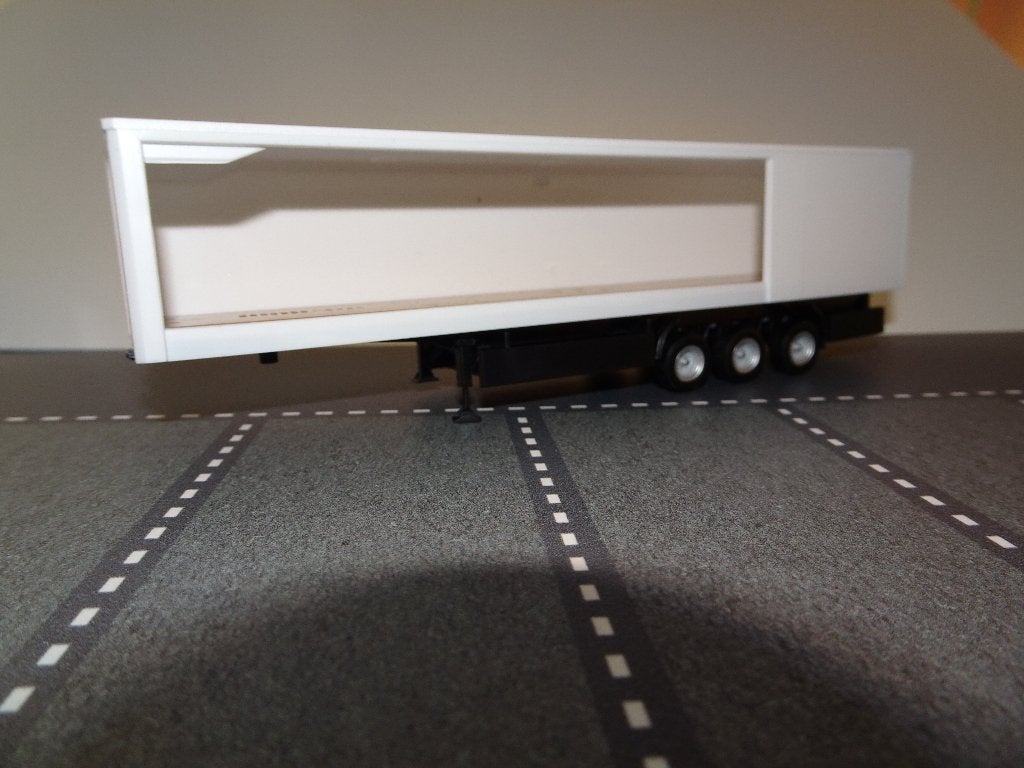 962 herpa open oplegger 3-as wit 1:87 truck trein blanco, Ophalen of Verzenden, Nieuw, Bus of Vrachtwagen, Herpa