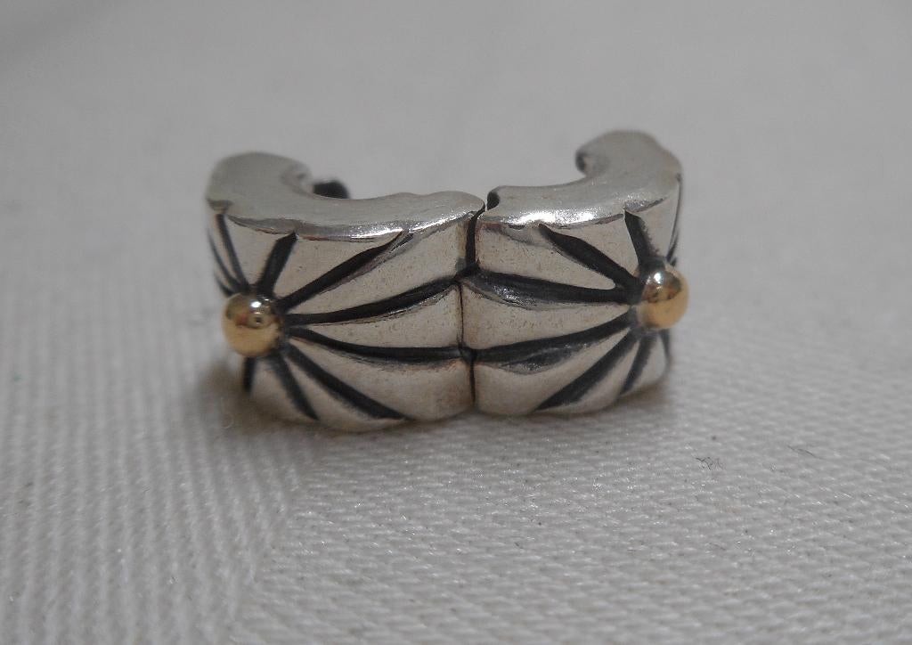 Zilveren Pandora clip Sunburst met 14kt goud nr.2213, Verzenden, Pandora, Zo goed als nieuw, 1 bedel