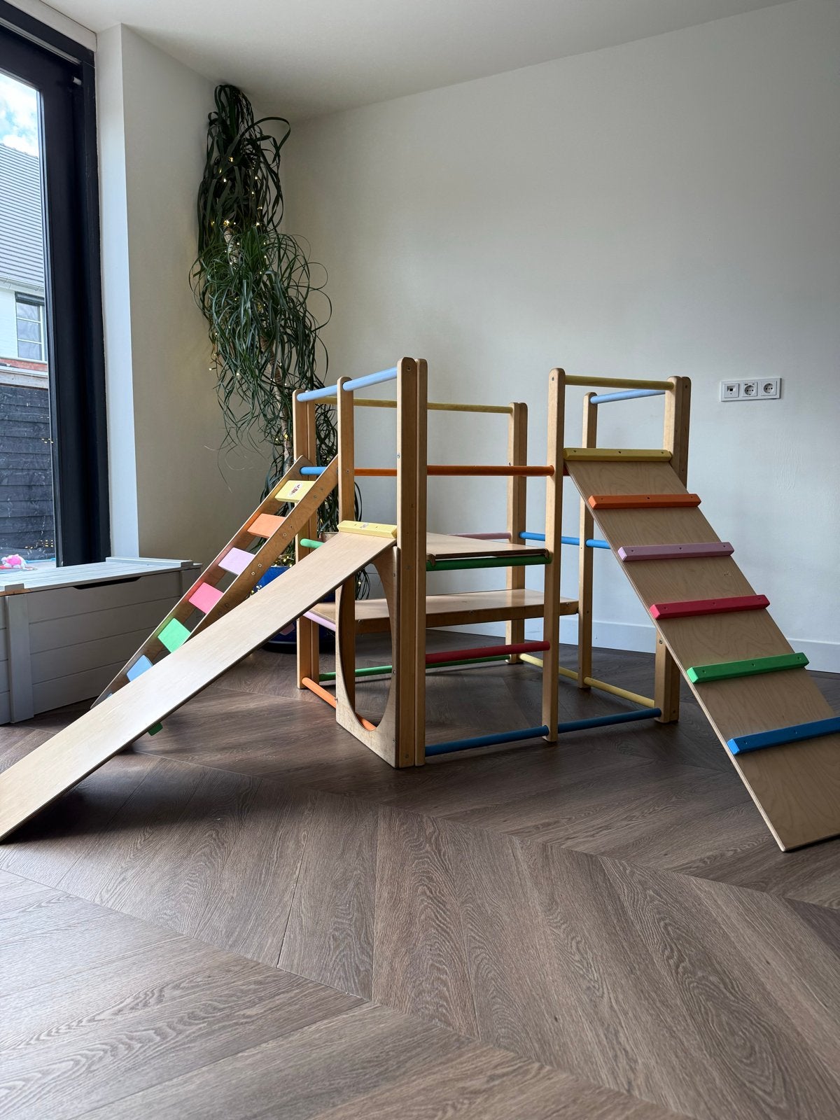 Klimrek binnen met glijbanen, Kinderen en Baby's, Speelgoed | Buiten | Speeltoestellen, Ophalen of Verzenden, Zo goed als nieuw