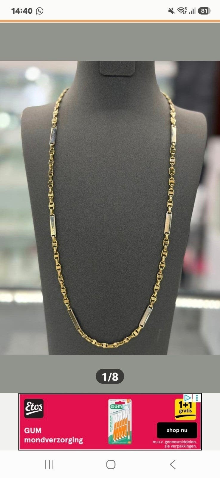14 krt gouden ketting nieuw, Sieraden, Tassen en Uiterlijk, Kettingen, Ophalen of Verzenden, Nieuw, Goud, Goud