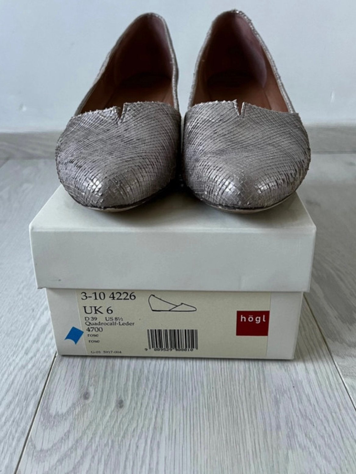 Högl pumps / wedges in rose metallic leder – maat 39, Verzenden, Overige typen, Zo goed als nieuw, Roze
