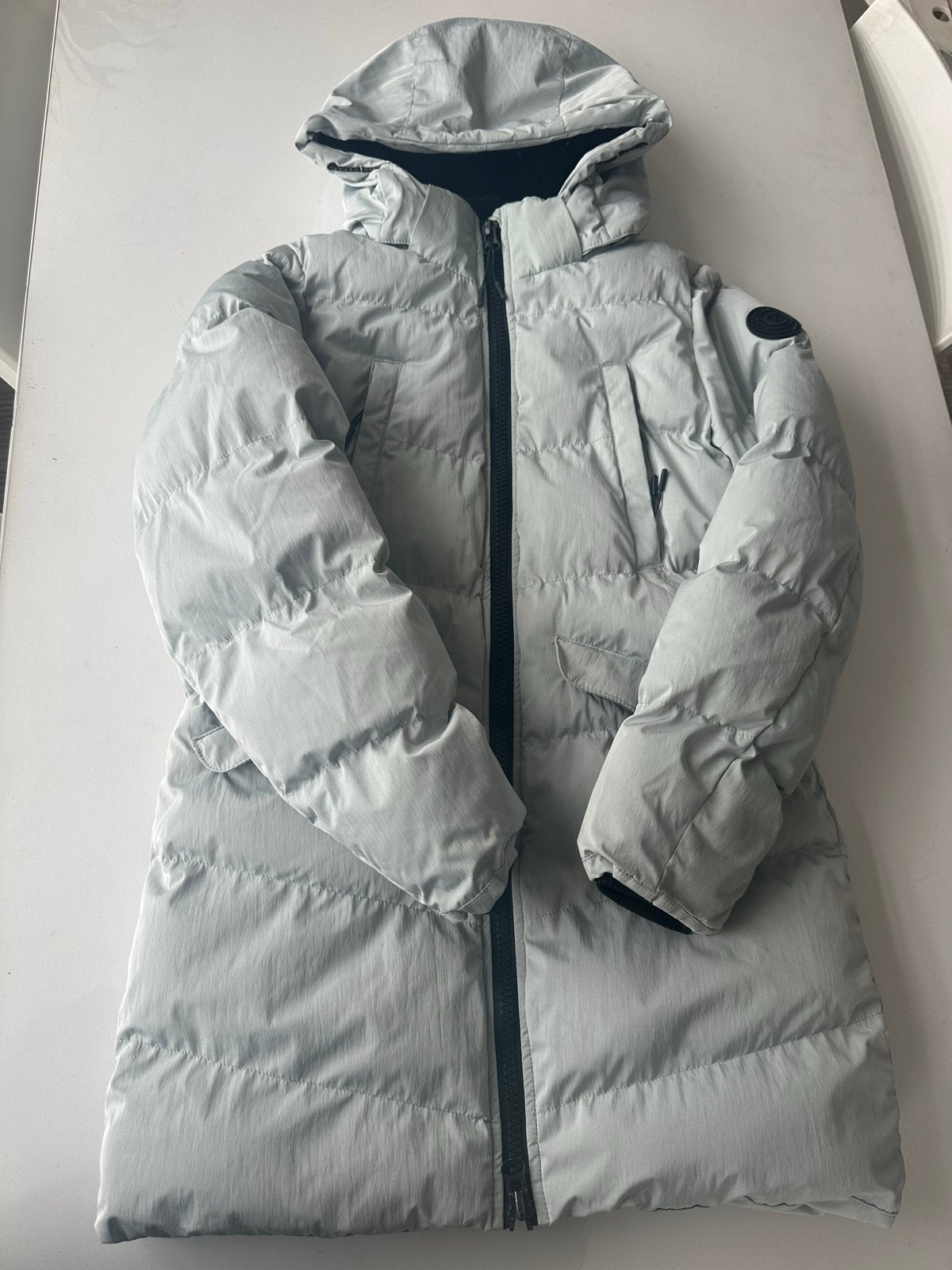 Jongen jas maat 164 - Lichtblauw winterjack, Ophalen, Gebruikt, Jongen, Jas