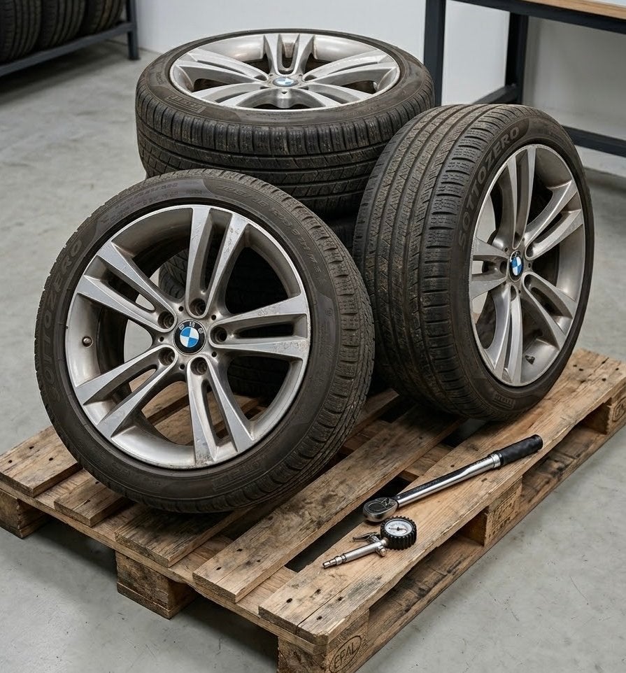 BMW 18 inch Styling 397 velgen met winterbanden en TPMS, Auto-onderdelen, 18 inch, Gebruikt, Banden en Velgen, Personenwagen