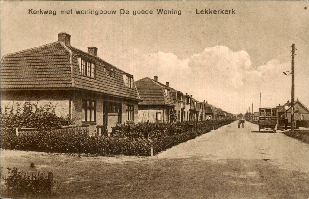 Lekkerkerk - Kerkweg - Woningbouw De goede Woning, Verzamelen, Ansichtkaarten | Nederland, Ophalen of Verzenden, 1920 tot 1940