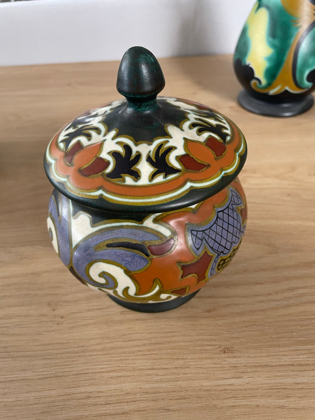 Gouda Lepanto Aardewerk Pot - zeldzaam patroon, Ophalen of Verzenden