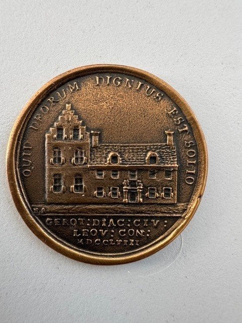 Diaconie-Penning Leeuwarden 1781, gegoten), Postzegels en Munten, Penningen en Medailles, Ophalen of Verzenden, Brons, Nederland