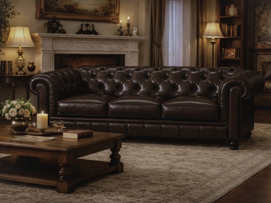 Chesterfield bank Bruin - 3 zits - leer - Showroom model, MeubelCasa, Driepersoons, 75 tot 100 cm, Ophalen of Verzenden