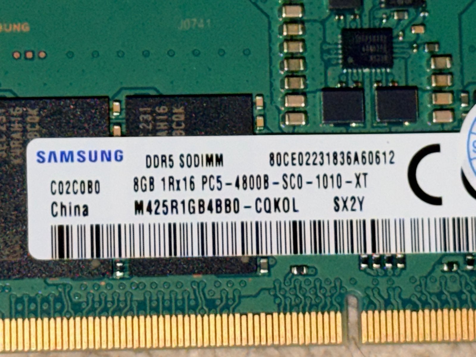 Samsung DDR5 SODIMM 8GB PC5-4800B Geheugen, Computers en Software, RAM geheugen, Gebruikt, 8 GB, Ophalen of Verzenden, DDR5