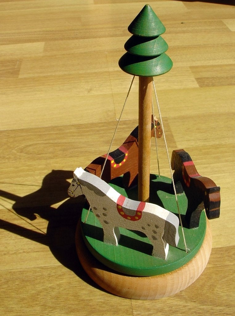 Retro Houten Paardjes Draaimolen (Beukenhout), Ophalen of Verzenden, Gebruikt, Overige typen