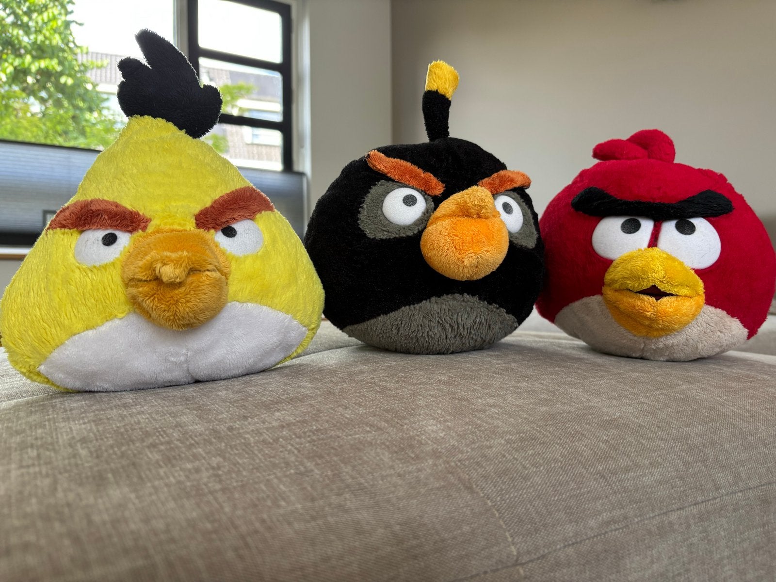 Set van 3 Angry Birds knuffels: Rood, Geel en Zwart, Ophalen, Overige merken, Overige typen, Zo goed als nieuw