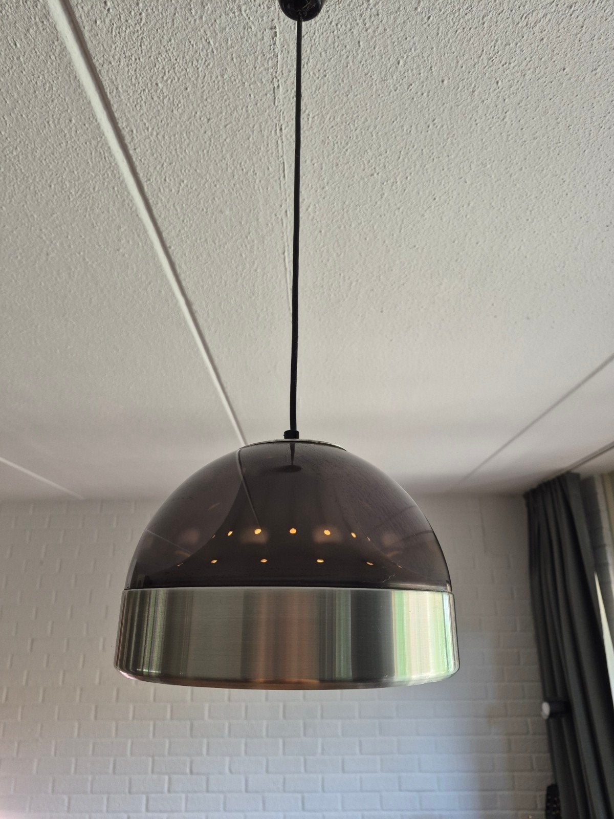 mooie Dijkstra hanglamp, vintage, Gebruikt, Glas, Vintage, Mid-century Modern, E27 (groot)