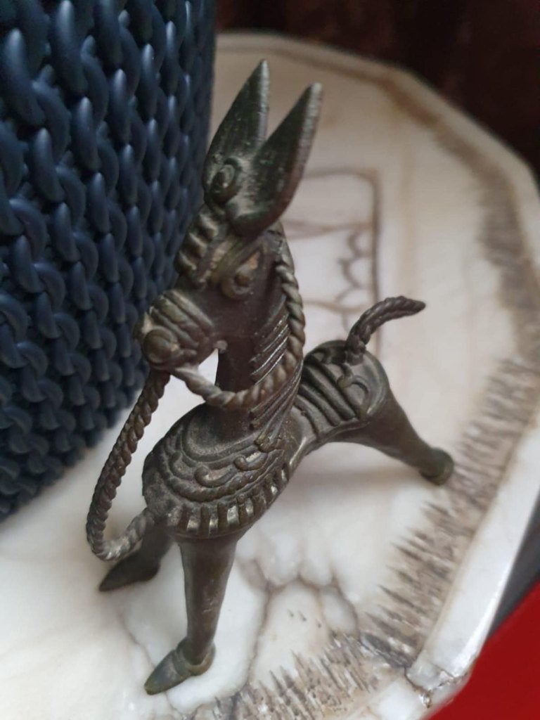 Vintage brons beeldje uit India van een ezel, Ophalen, Brons