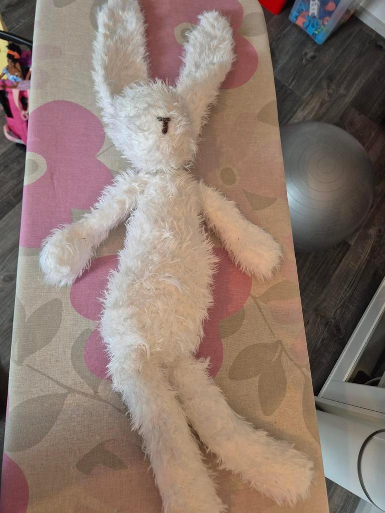 Wit konijn knuffel - 62cm, Overige karakters, Handgemaakt, Konijn, Ophalen of Verzenden