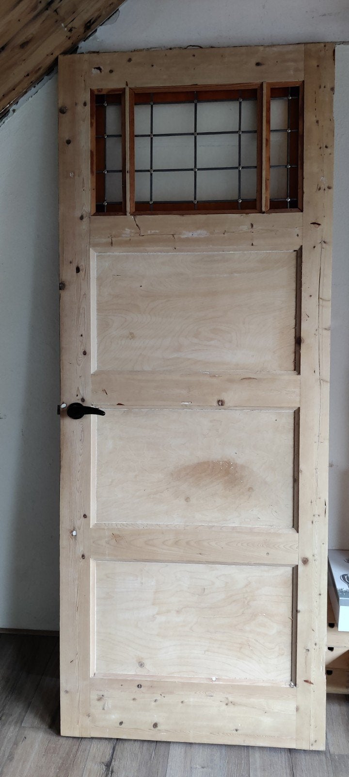 Houten Binnendeur met Glas-in-lood Look, Ophalen, Gebruikt, Binnendeur, 200 tot 215 cm