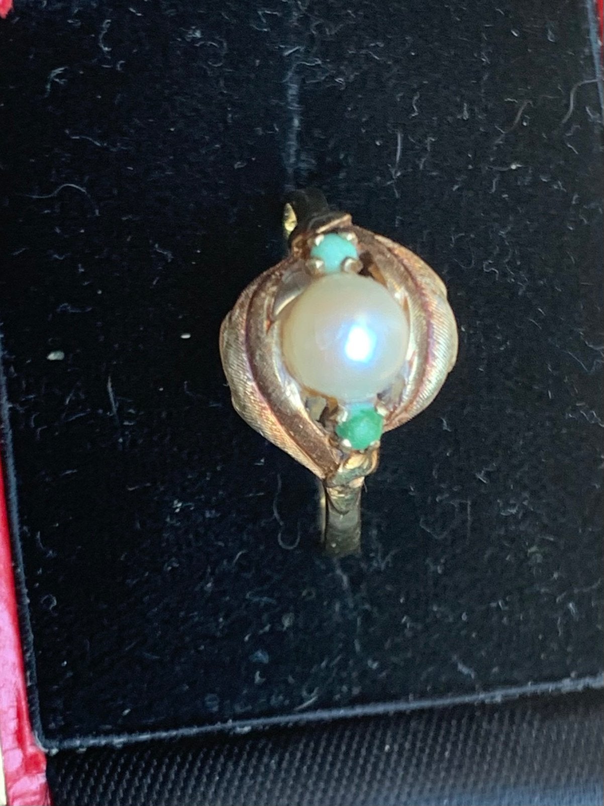 gouden ring turquois parel, Ophalen of Verzenden, Zo goed als nieuw, Goud
